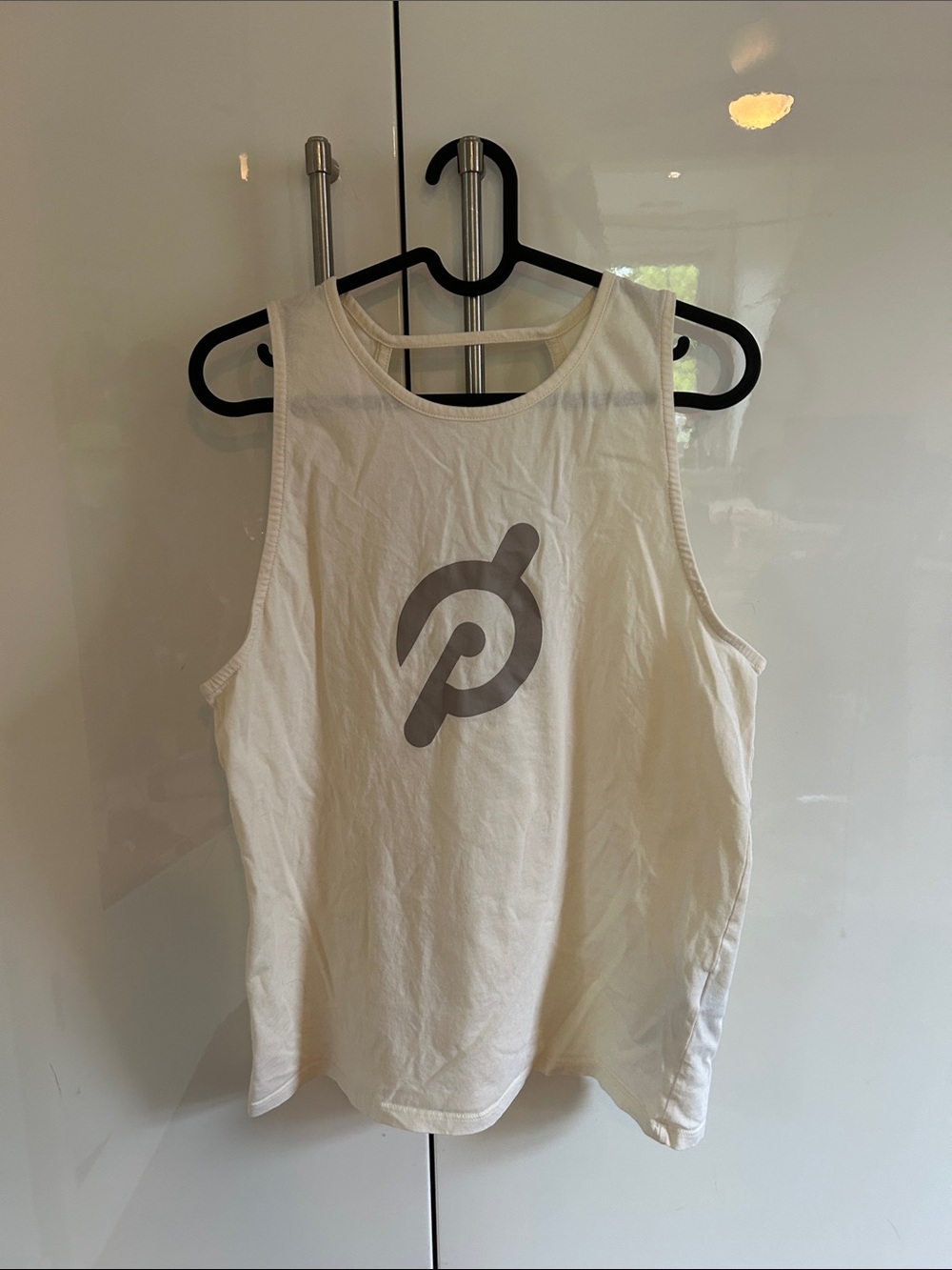 Peloton M Cream Tank Top with open back